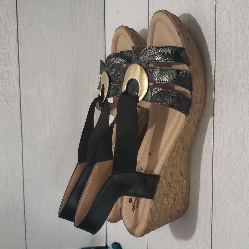 Spring Steps 38 Sling Back Open Toe Wedges Espadr… - image 3